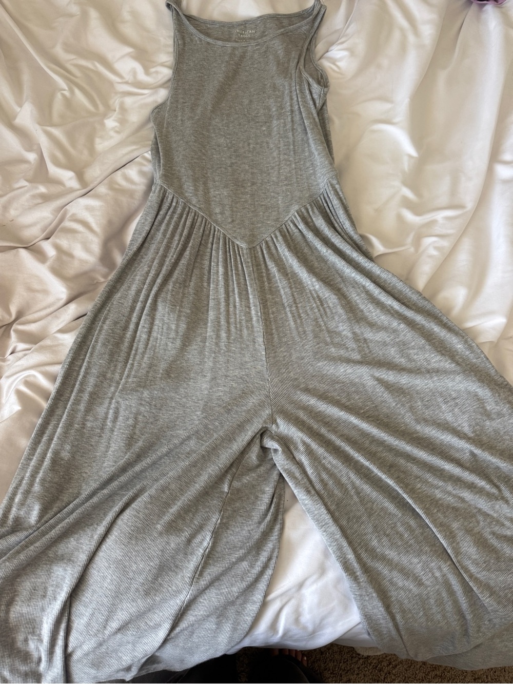 American Eagle Light Gray Ribbed Jumpsuit
